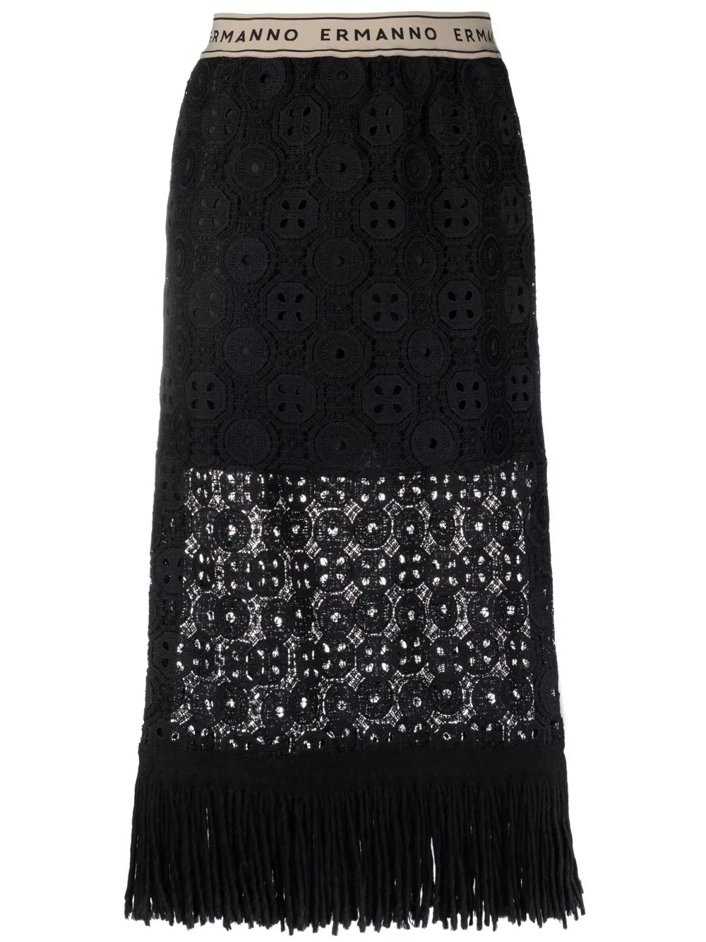 

ERMANNO FIRENZE crochet-knit midi skirt - Black