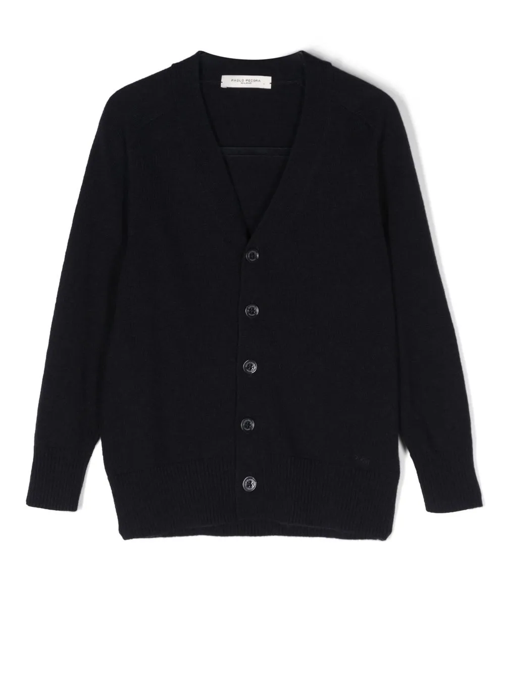 Paolo Pecora Embroidered-logo V-neck Cardigan In Blau