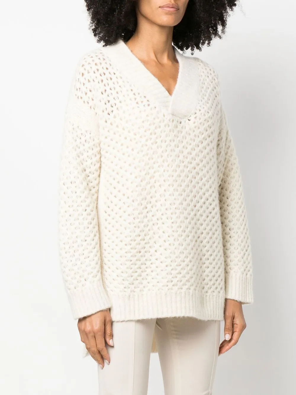  Malo Pullover Mit Lochstrickmuster   Nude 