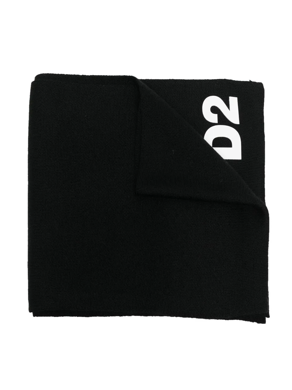 Dsquared2 Kids' Fine-knit Logo-print Scarf In Black