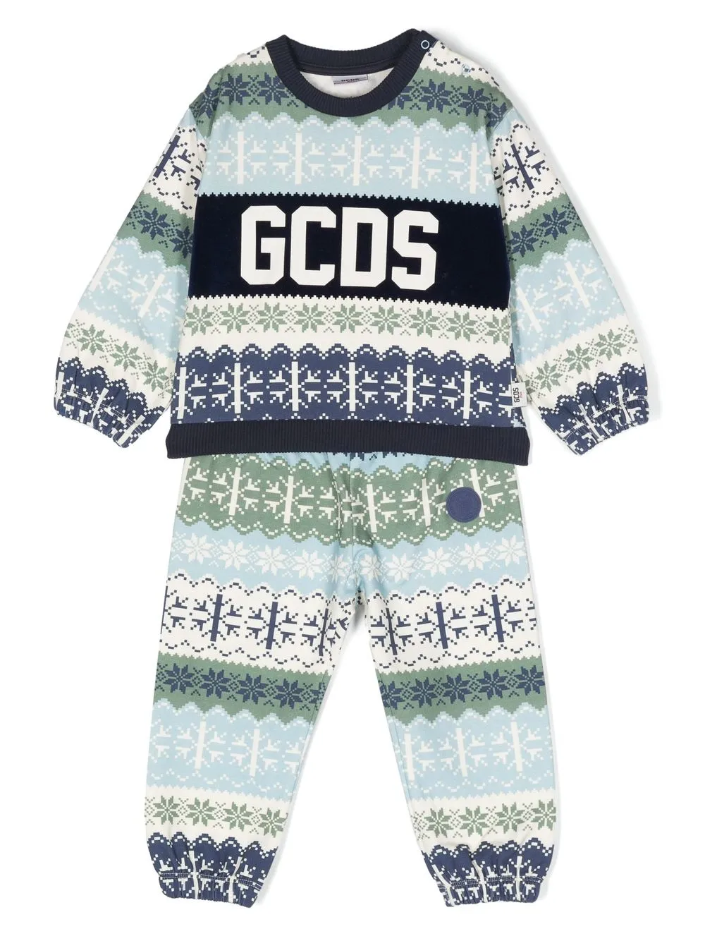 

Gcds Kids geometric-print cotton tracksuit set - Blue