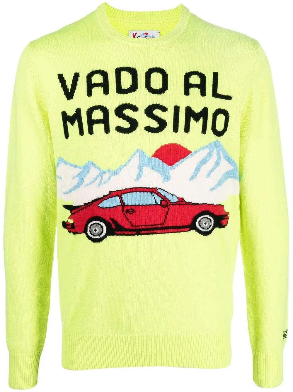 

MC2 Saint Barth slogan mountain range intarsia jumper - Yellow