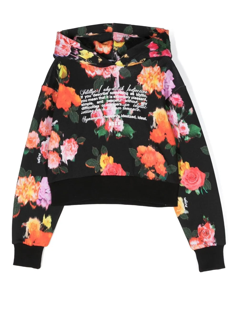 

MSGM Kids hoodie con estampado floral - Negro