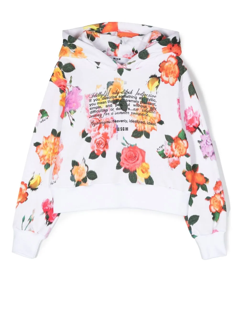 

MSGM Kids hoodie con estampado floral - Blanco