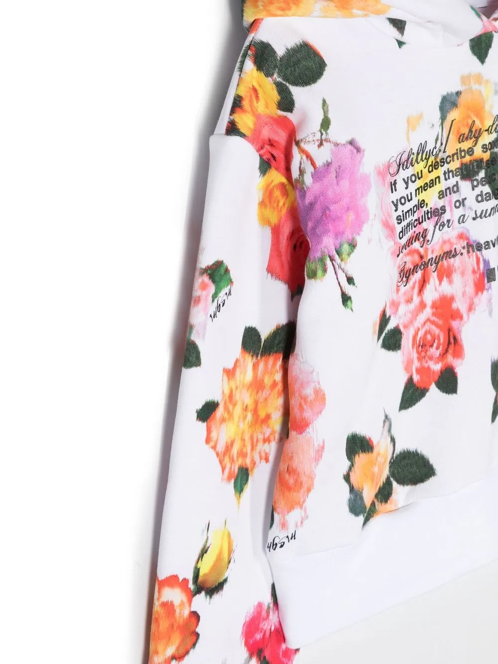 Msgm Floral-print Cotton Hoodie In Weiss