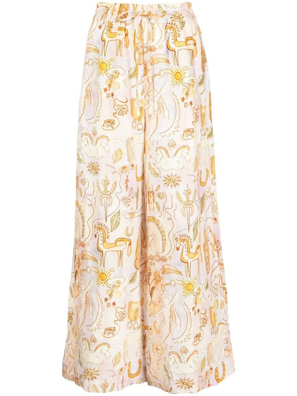 

ALEMAIS all-over sketch-print trousers - Yellow