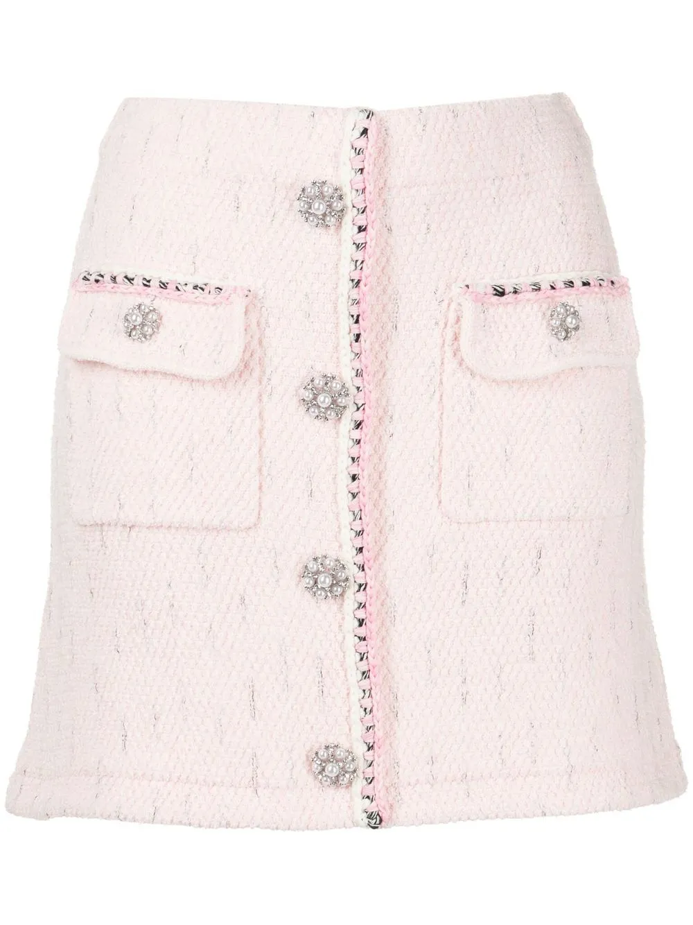

Self-Portrait button-detail knitted skirt - Pink