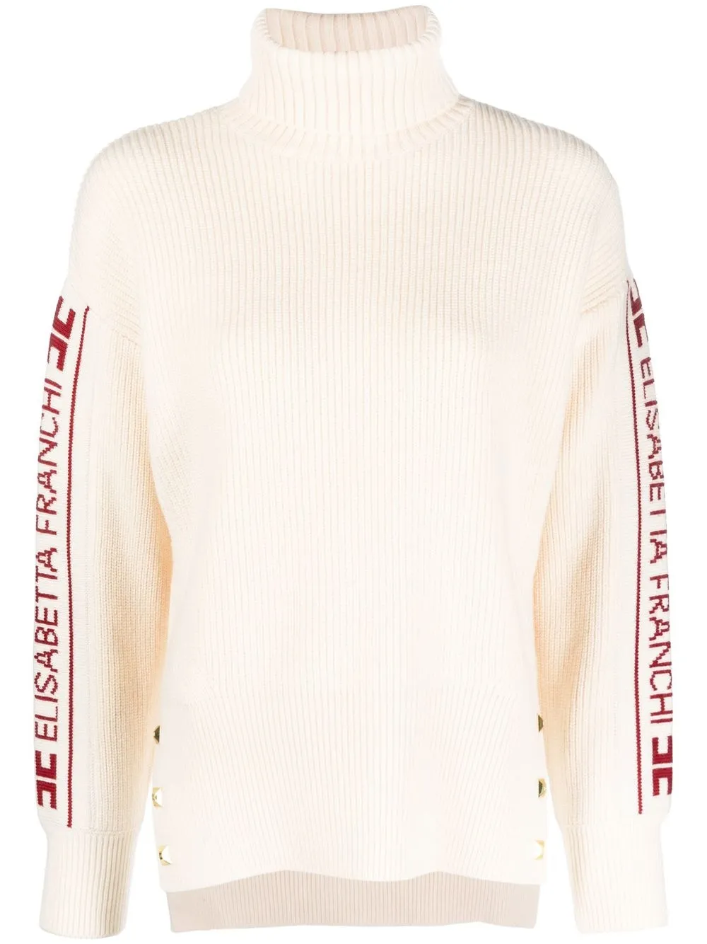 

Elisabetta Franchi intarsia knit-logo roll neck jumper - White