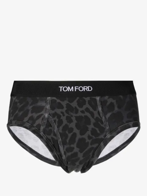 TOM FORD logo-band leopard-print briefs