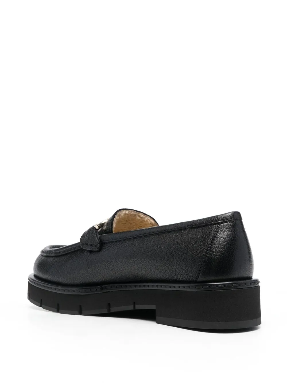 Ferragamo Buckle-detail Leather Loafers In Black