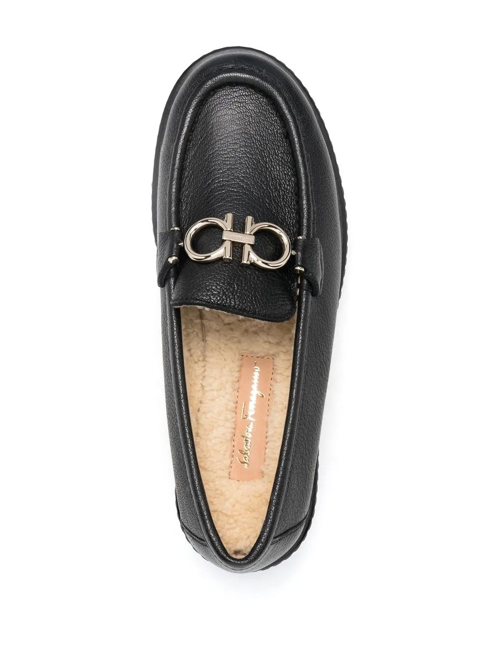 Ferragamo Buckle-detail Leather Loafers In Black