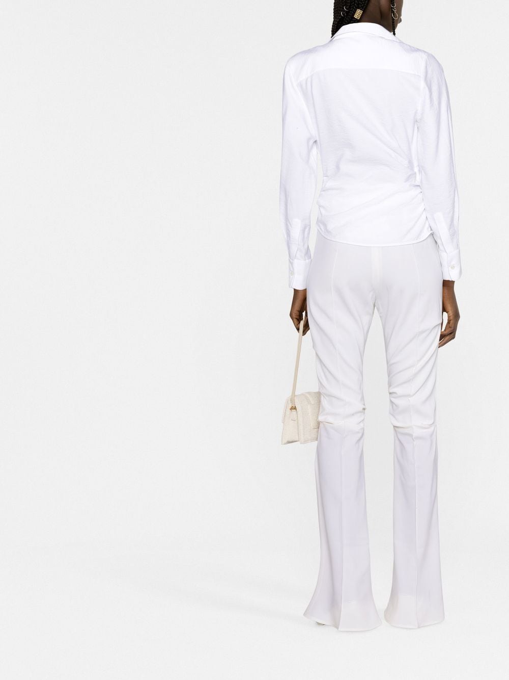 Shop Jacquemus High-waisted Flared Trousers In Weiss