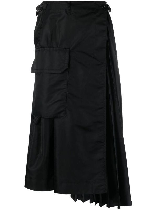 Asymmetric pleated skirt Farfetch Women Clothing Skirts Pleated Skirts Black 