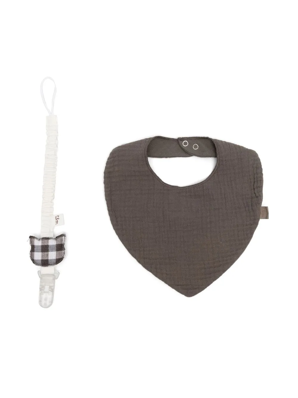 

TEDDY & MINOU bib & dummy strap set - Brown