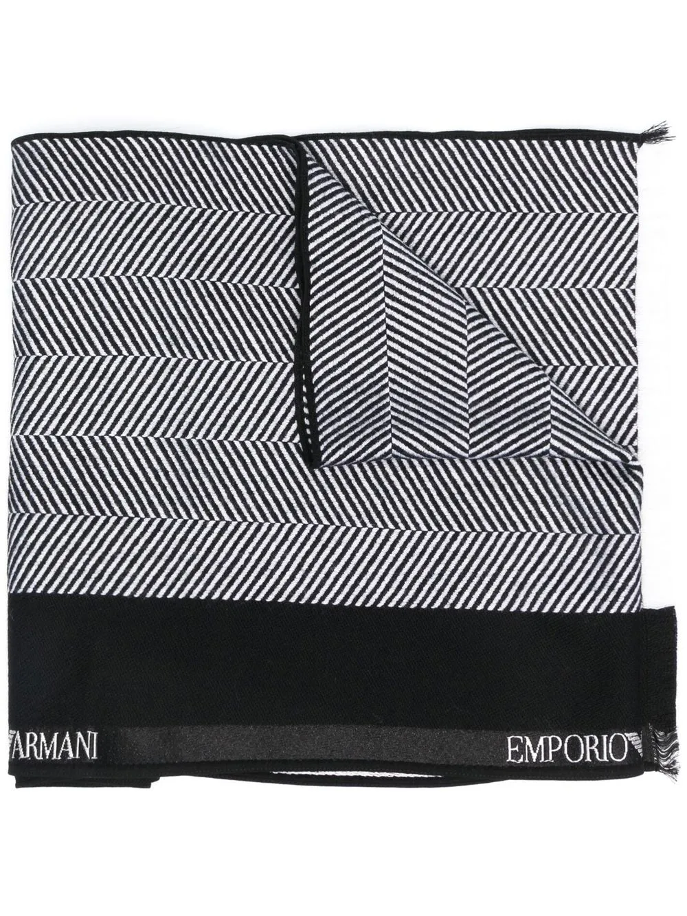 

Emporio Armani mascada tejida con motivo de rayas - Negro