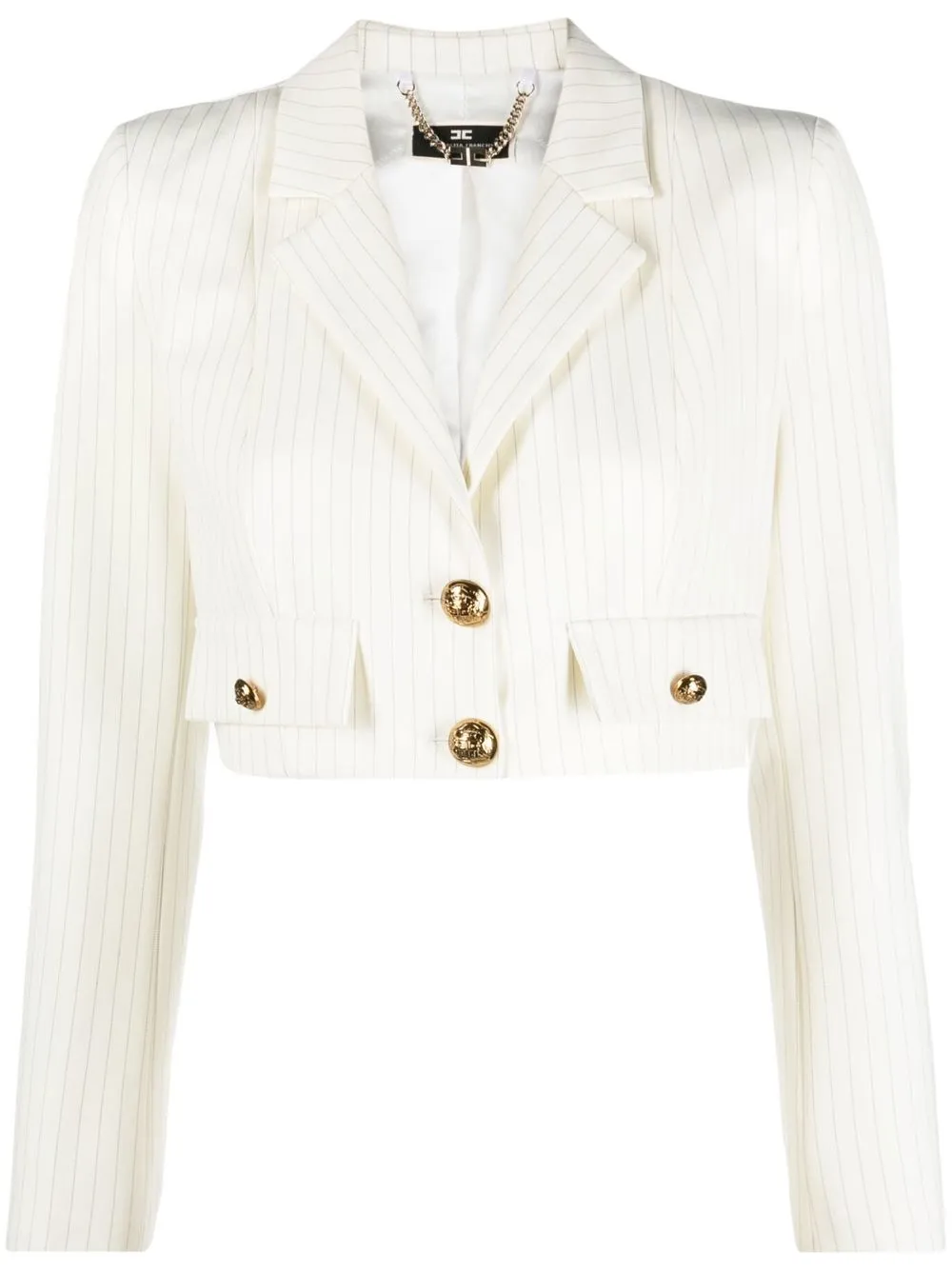 

Elisabetta Franchi striped cropped blazer - White