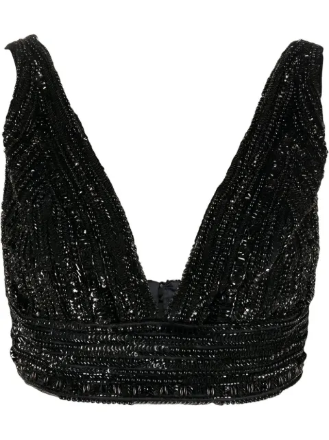 Elisabetta Franchi bead-embellished cropped tank top