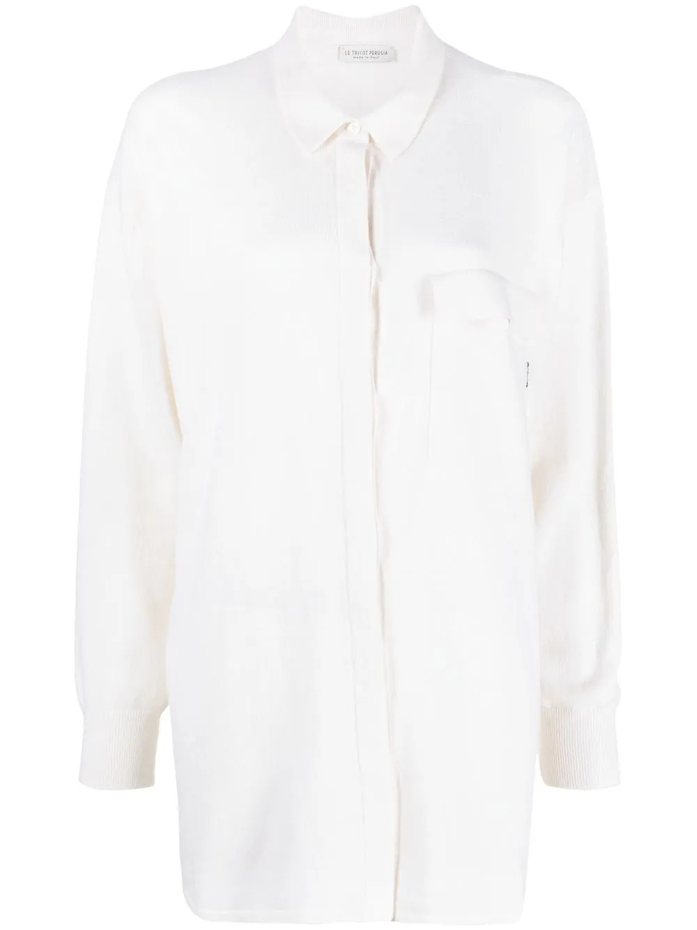 

Le Tricot Perugia long-sleeve fine-knit shirt - White