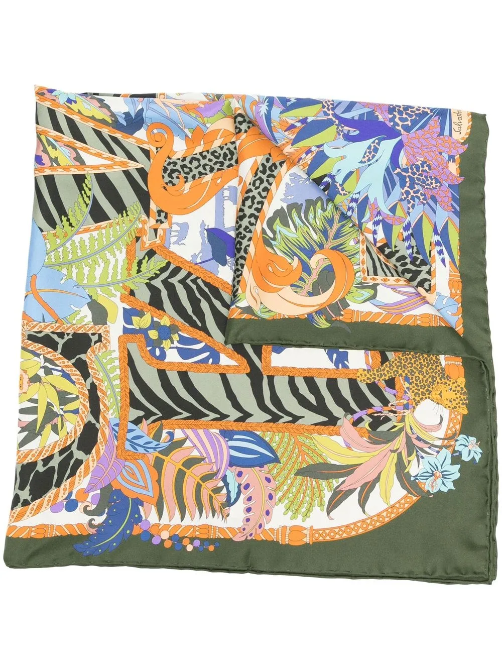 

Ferragamo silk mix-print scarf - Green