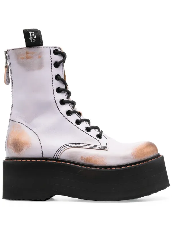 R13 distressed-finish Platform Boots 