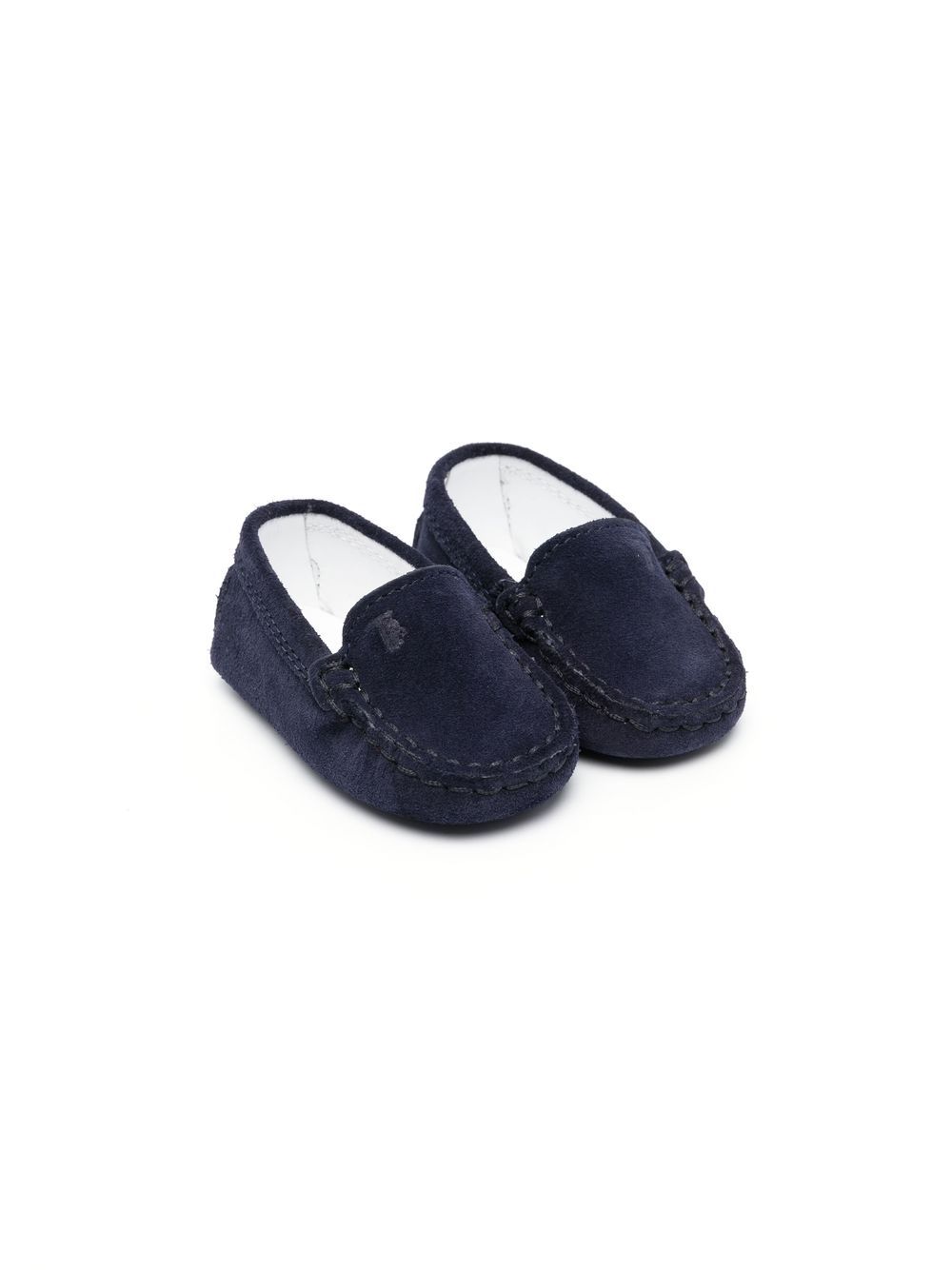 

Tod's Kids logo-embossed suede slippers - Blue