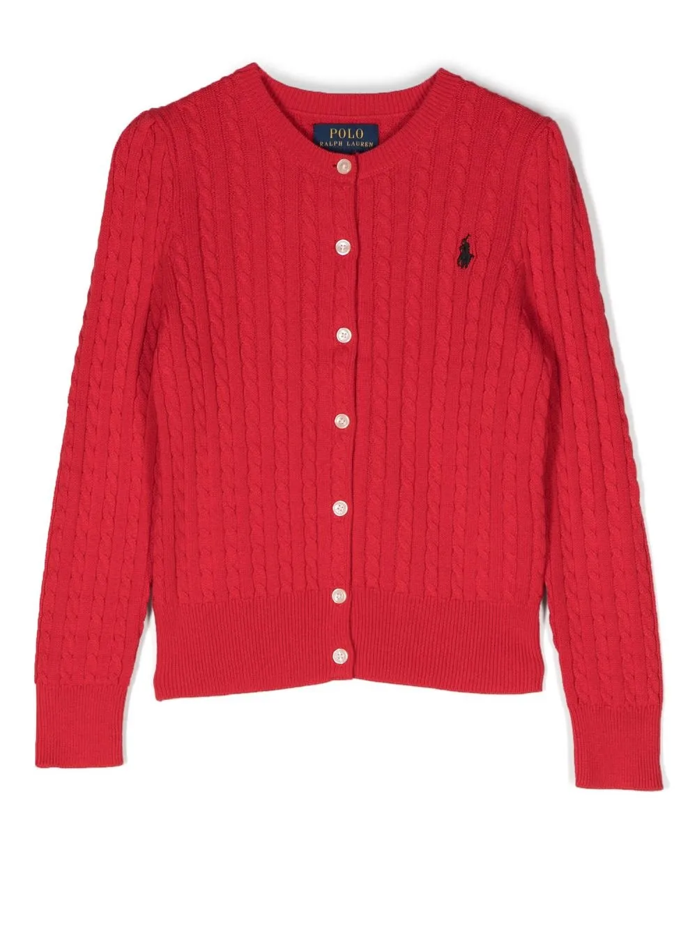 

Ralph Lauren Kids logo-embroidered cable-knit cardigan