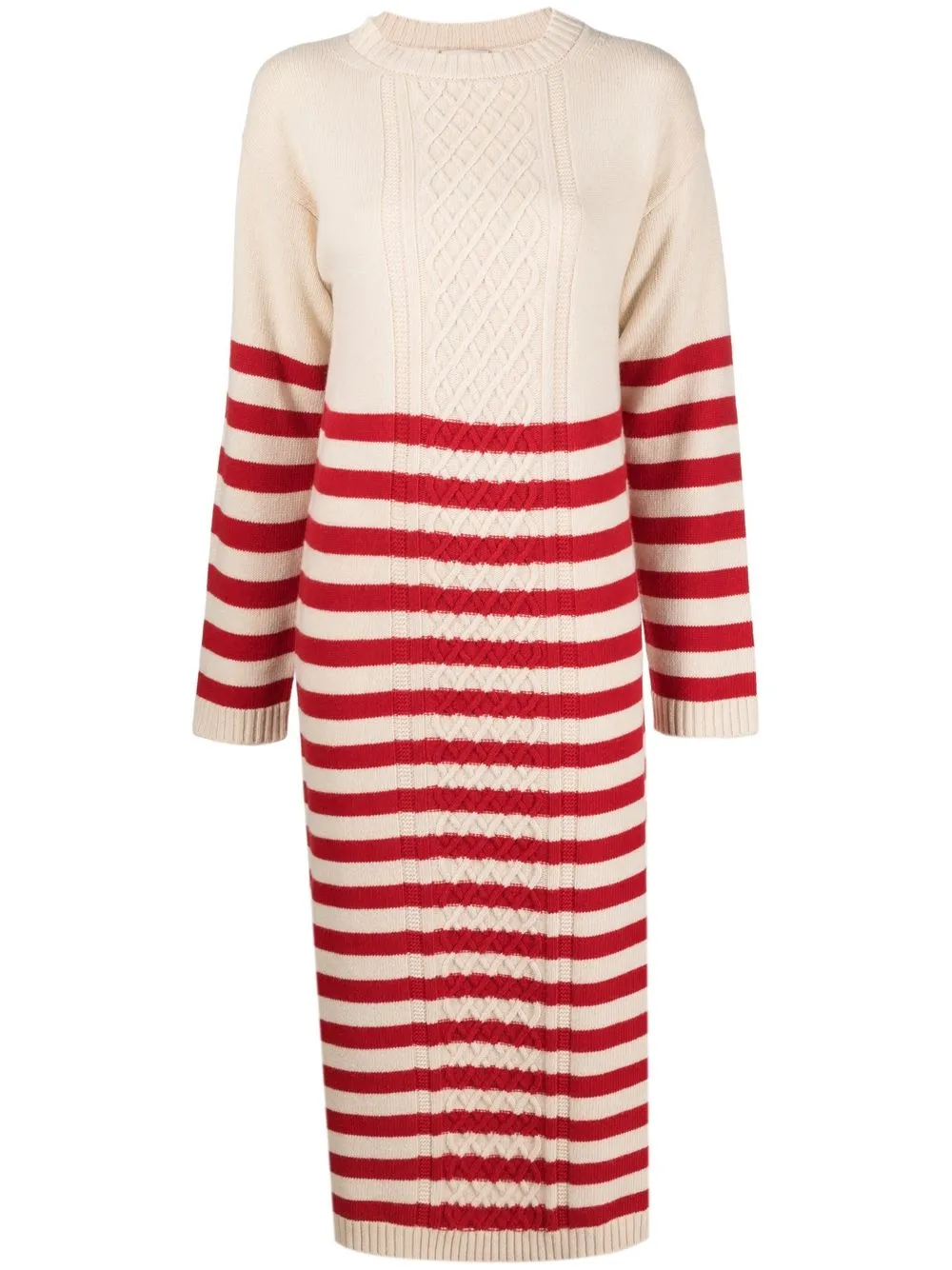 

Semicouture striped knitted long-sleeved dress - Neutrals
