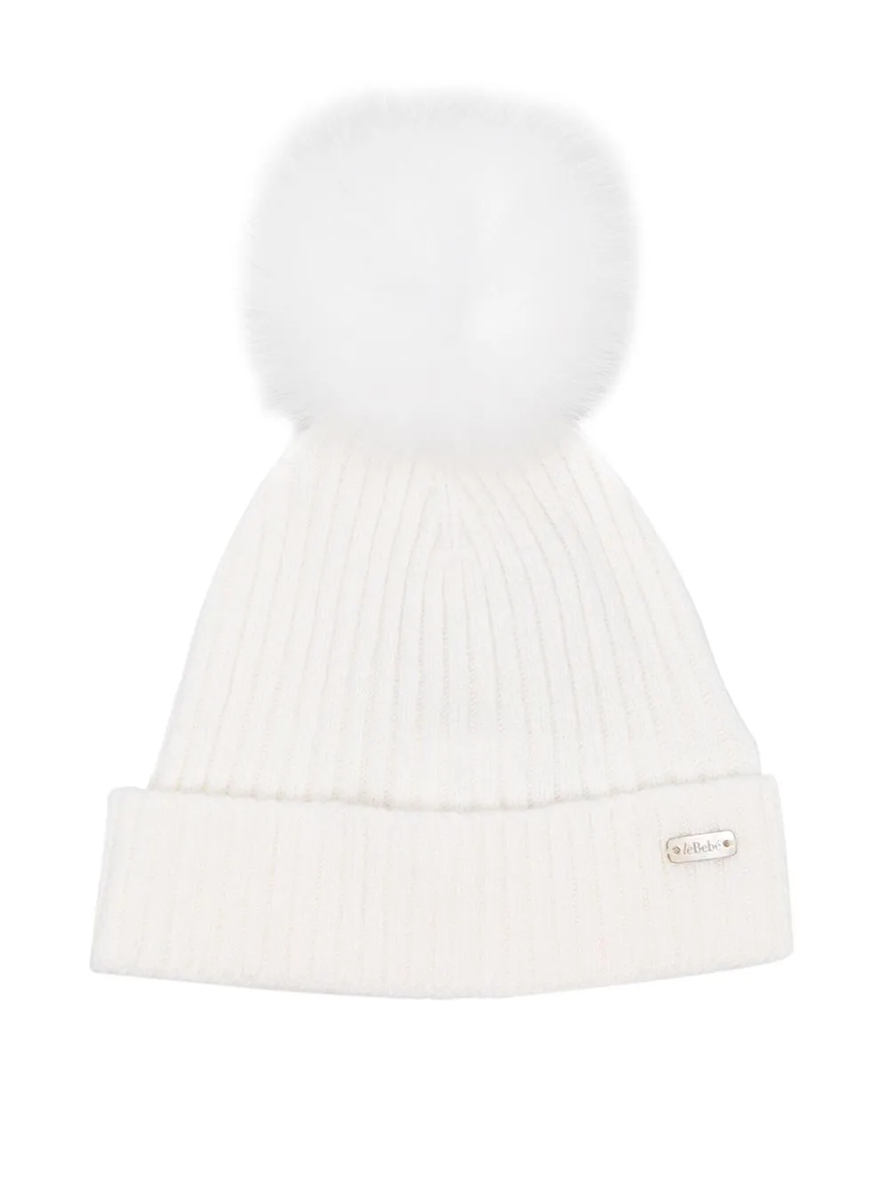 

Le Bebé Enfant ribbed-knit logo-patch beanie - Neutrals