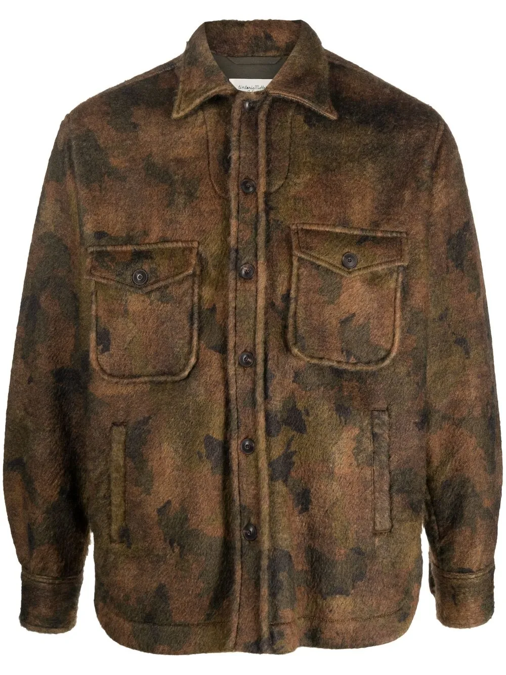 

Tintoria Mattei camouflage-print wool shirt jacket - Brown