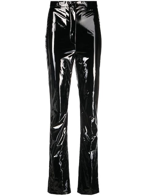 ROTATE high-waisted patent trousers