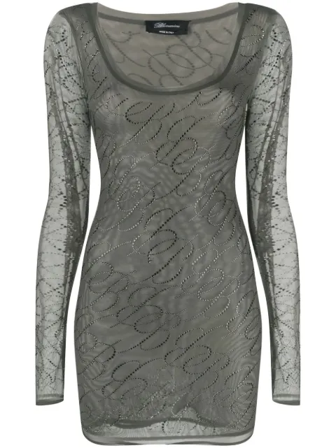 Blumarine gem-embellished mesh mini dress