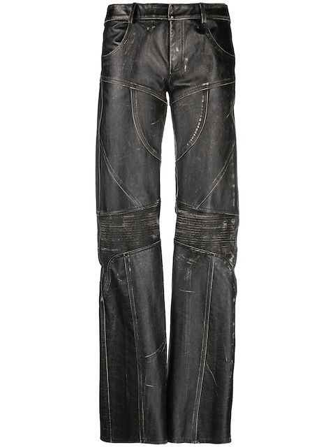 Blumarine distressed-effect leather trousers
