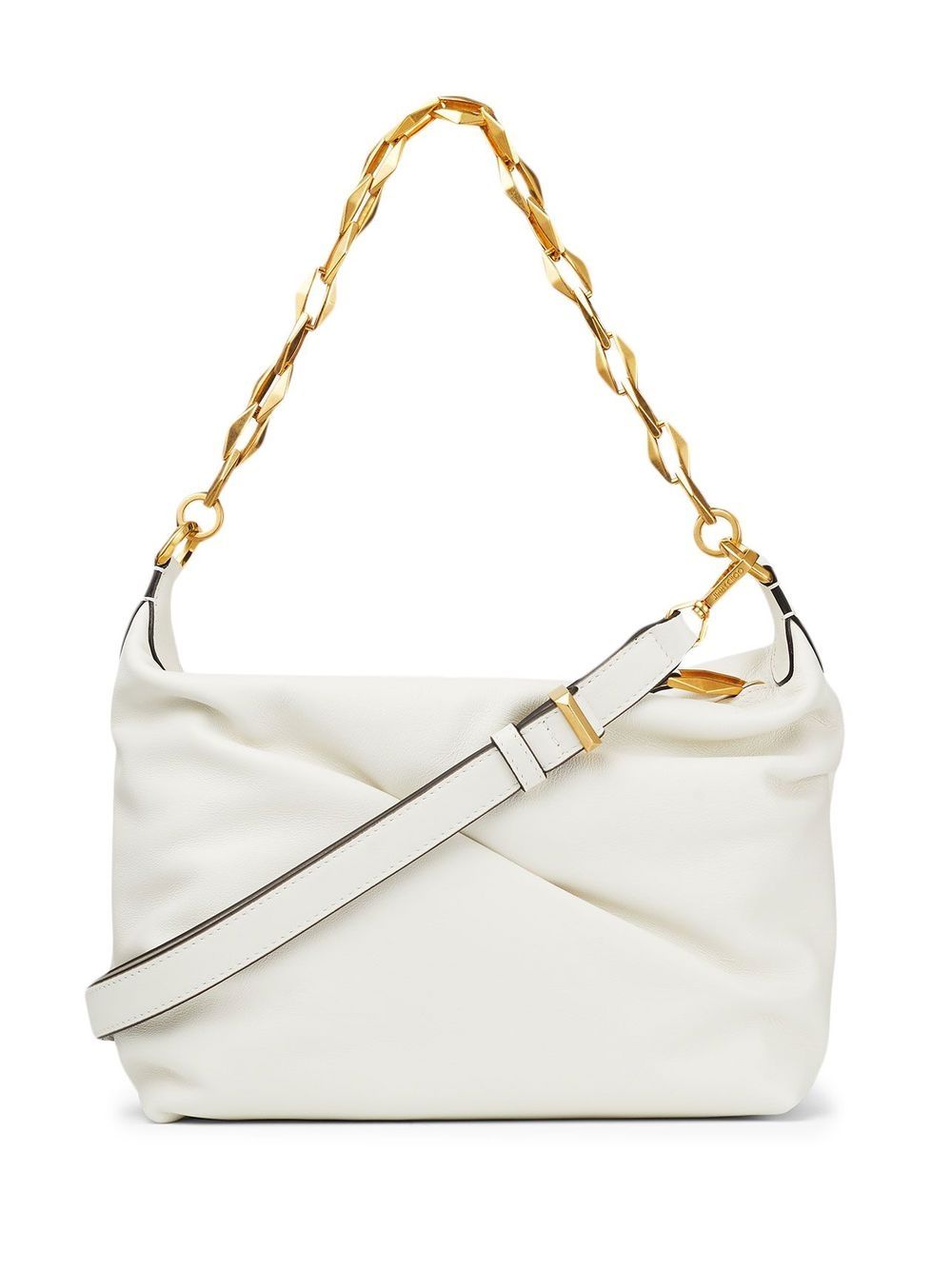Shop Jimmy Choo Diamond Soft Hobo Shoulder Bag In White