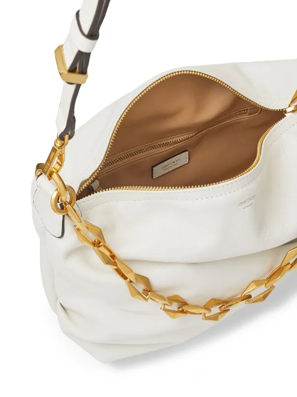Jimmy Choo ★Diamond Soft Hobo S★韓国セレブ人気 Jimmy Choo Diamond Soft Hobo Shoulder Bag | White | FARFETCH