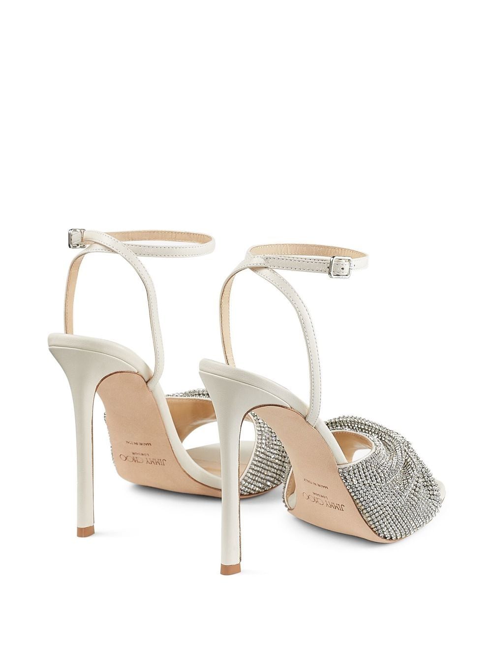 Shop Jimmy Choo Naria 110mm Crystal-mesh Sandals In Nude