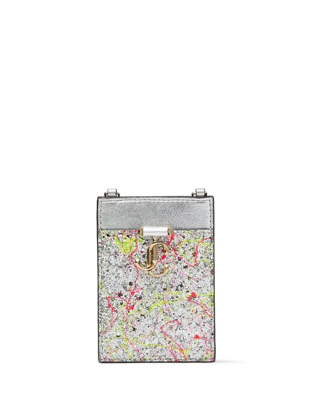 

Jimmy Choo paint splatter-print logo-plaque purse - Multicolour