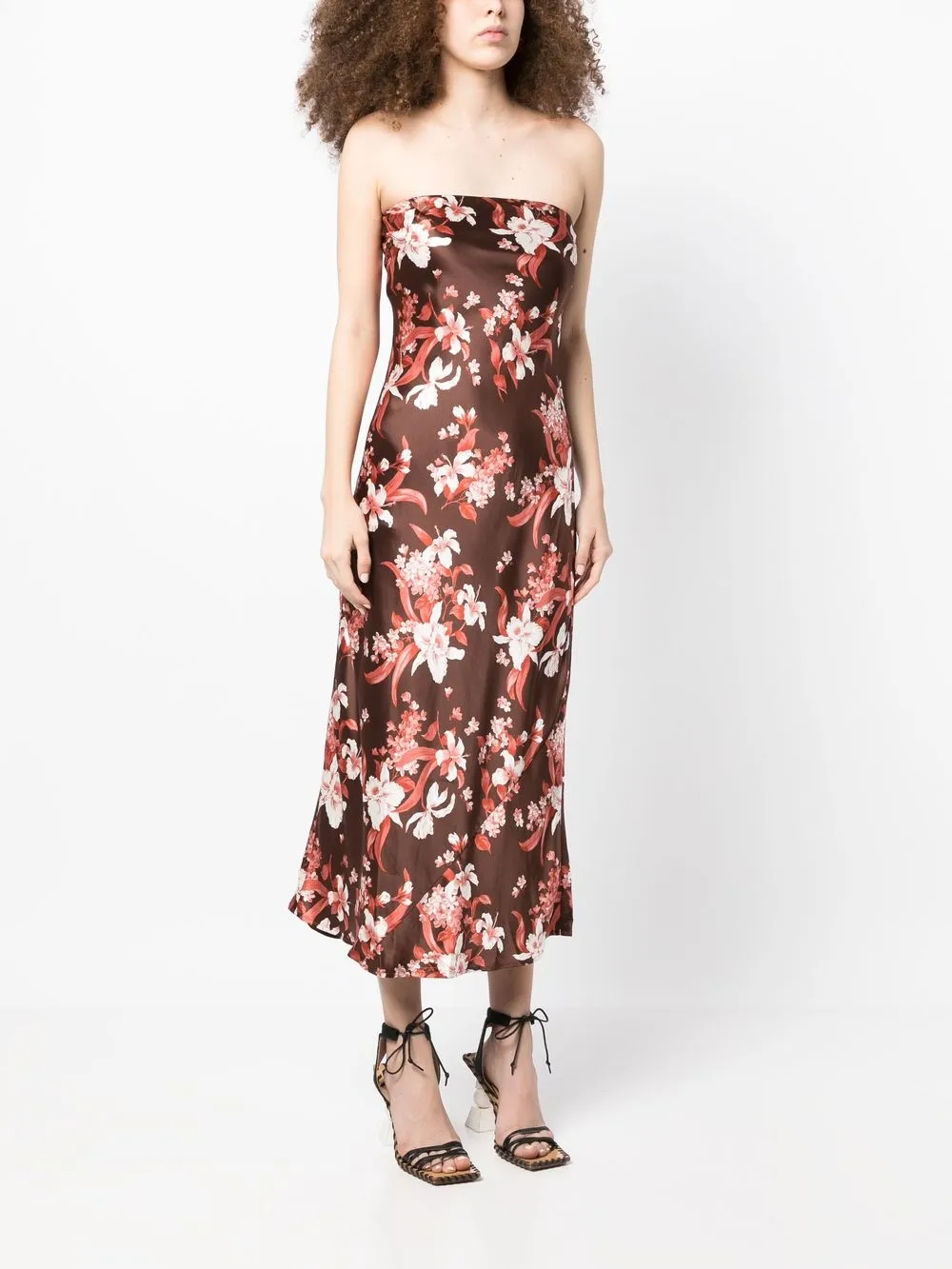 Reformation Joanne floral print Silk Midi Dress Farfetch