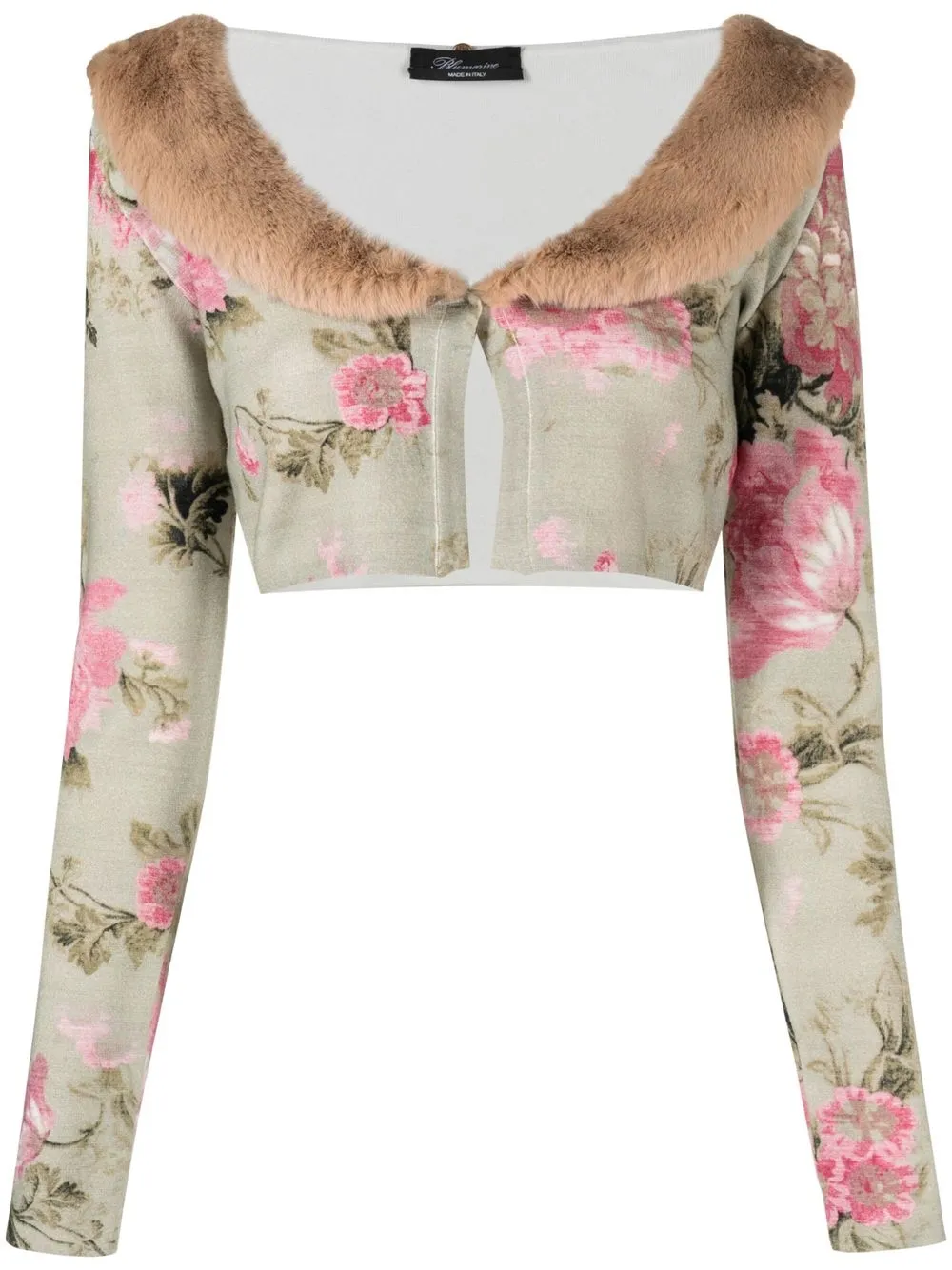 

Blumarine faux fur-trim cropped cardigan - Green