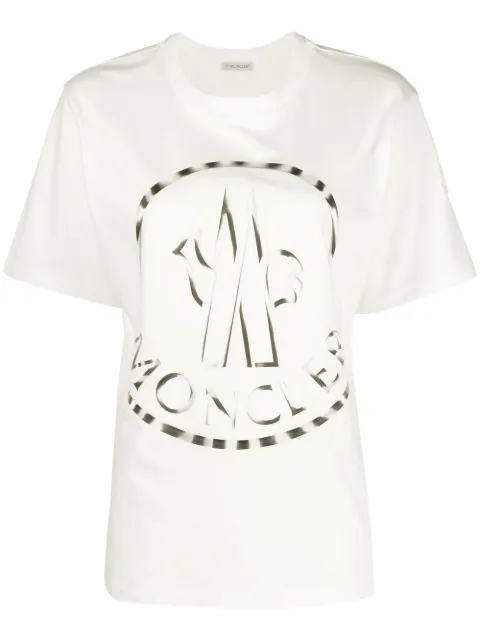 Moncler playera bicolor con logo estampado