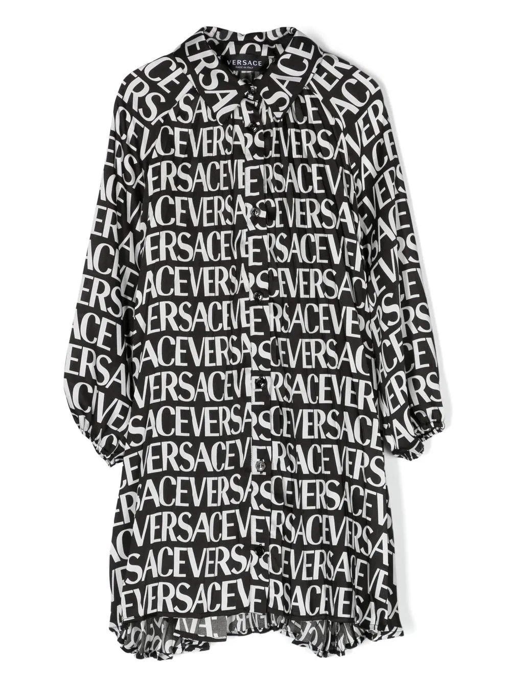 Versace Kids robe-chemise à logo imprimé - Noir Top Merken Winkel