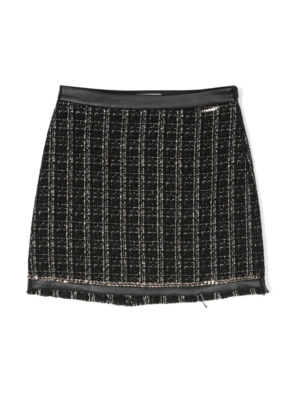 

TWINSET Kids falda plisada con detalle de cadena - Negro