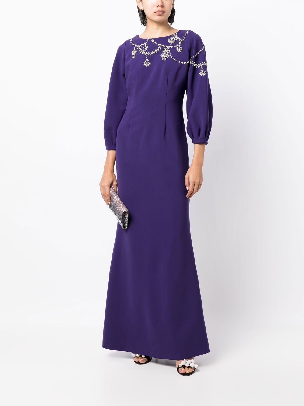 Shop Sachin & Babi Giselle Crystal-embellished Gown In Purple