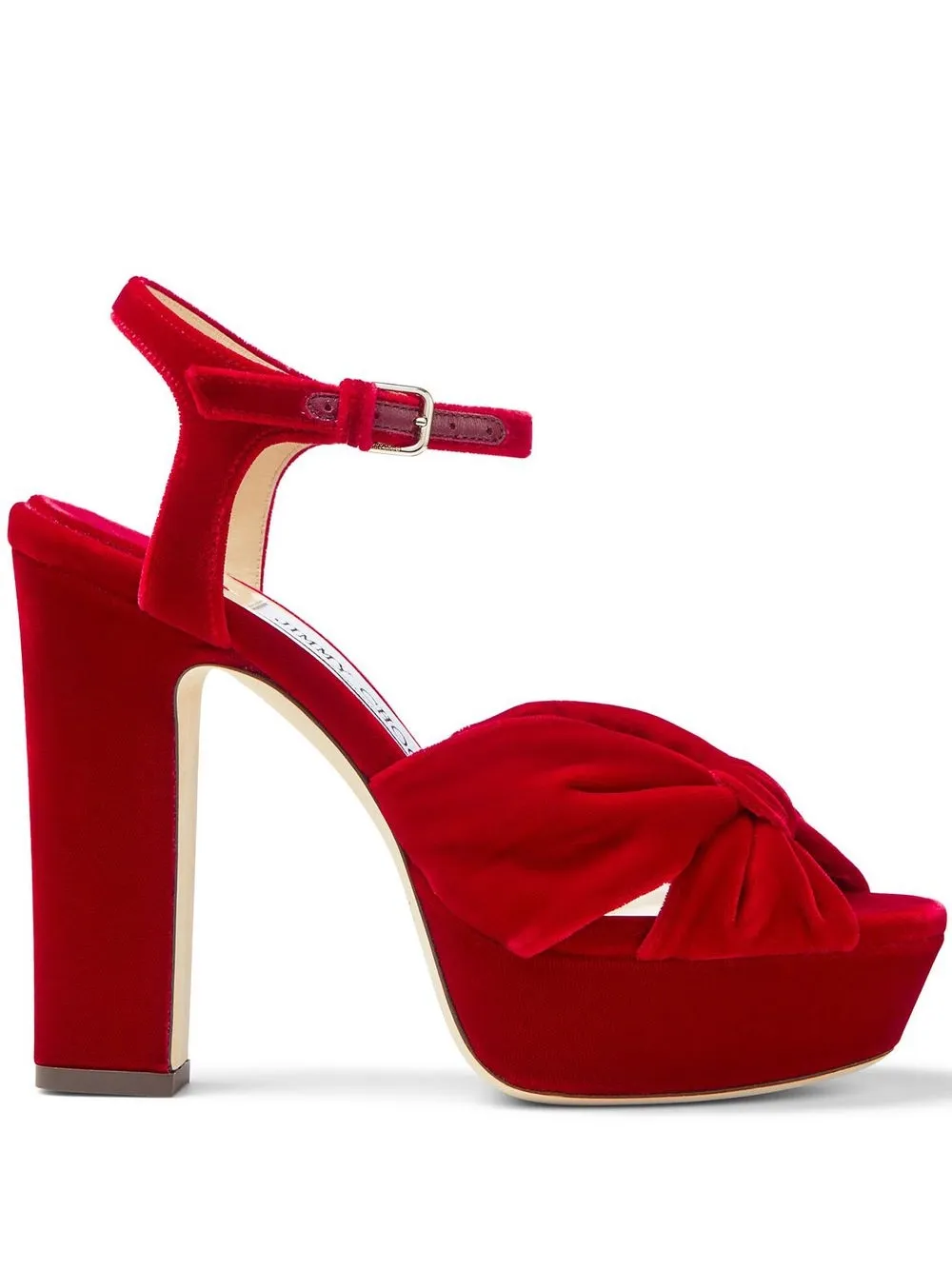 

Jimmy Choo 120mm Heloise velvet sandals - Red