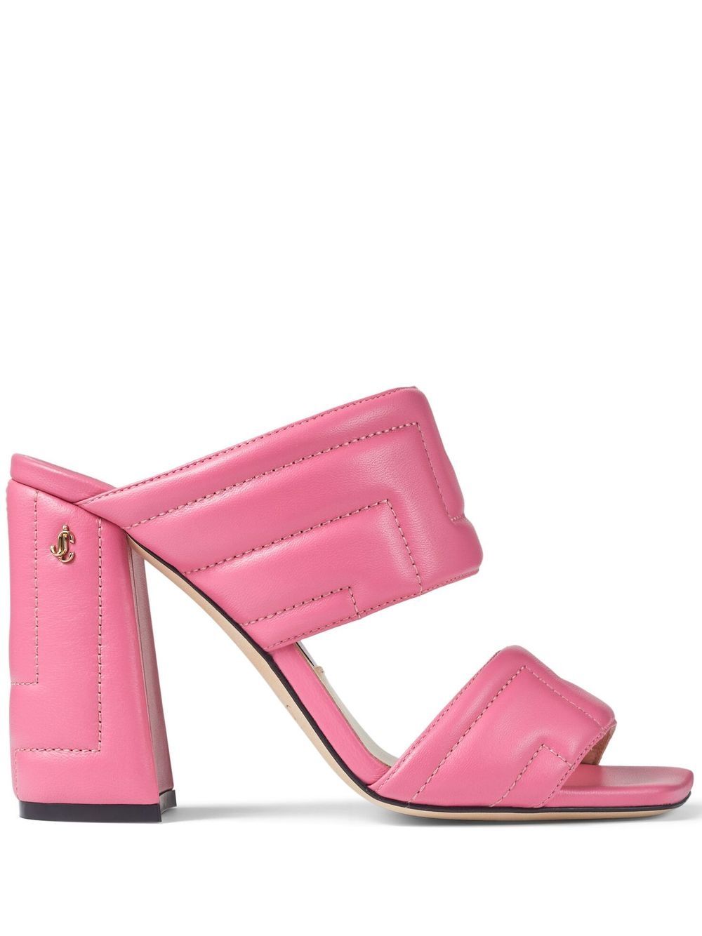 Shop Jimmy Choo Themis 100mm Quilted Sandals In Rosa