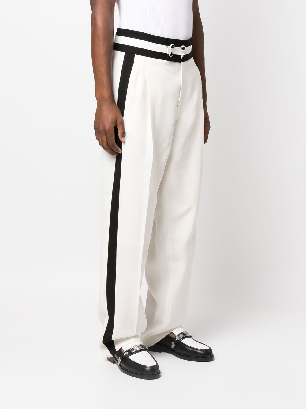Shop Casablanca Stripe-detailed Wide Leg Trousers In Weiss