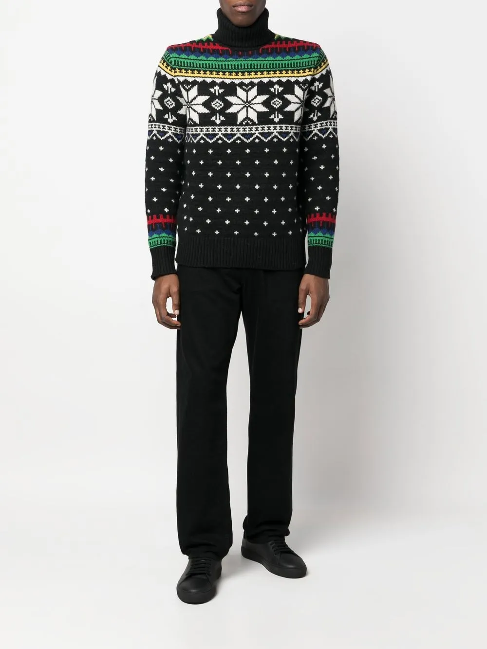 Shop Polo Ralph Lauren Intarsia-knit Wool Jumper In Schwarz