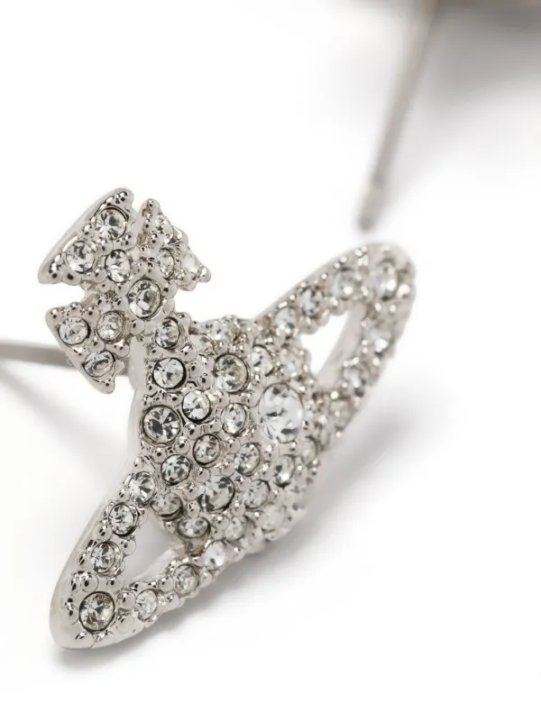 Vivienne Westwood Crystal embellished Logo Stud Earring Silver