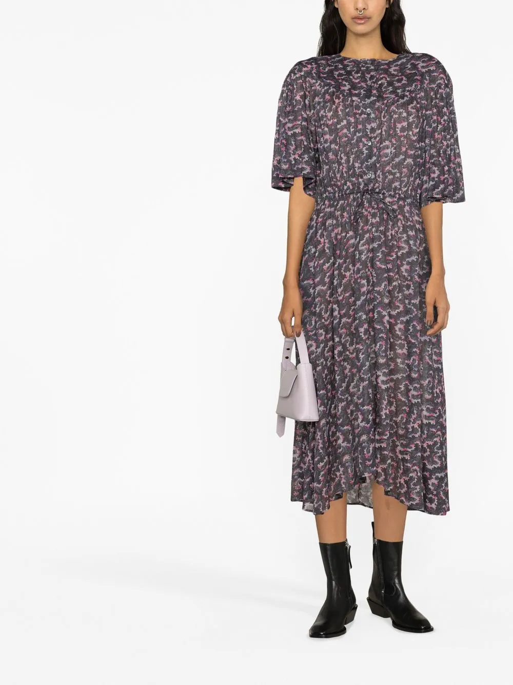 MARANT ÉTOILE Jurk met trekkoordtaille - Zwart