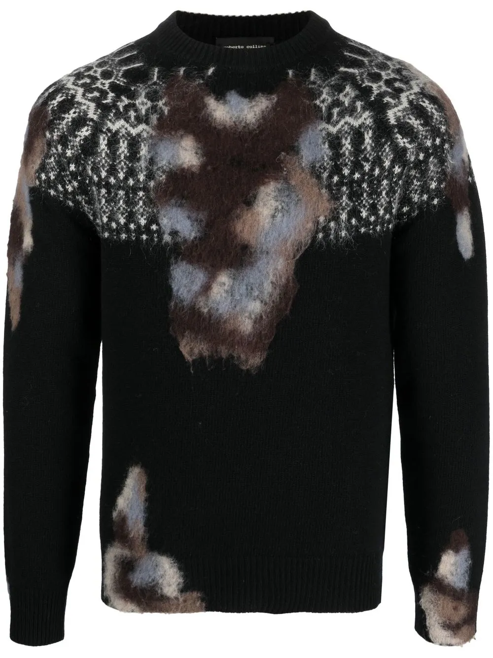

Roberto Collina abstract-knit merino jumper - Black