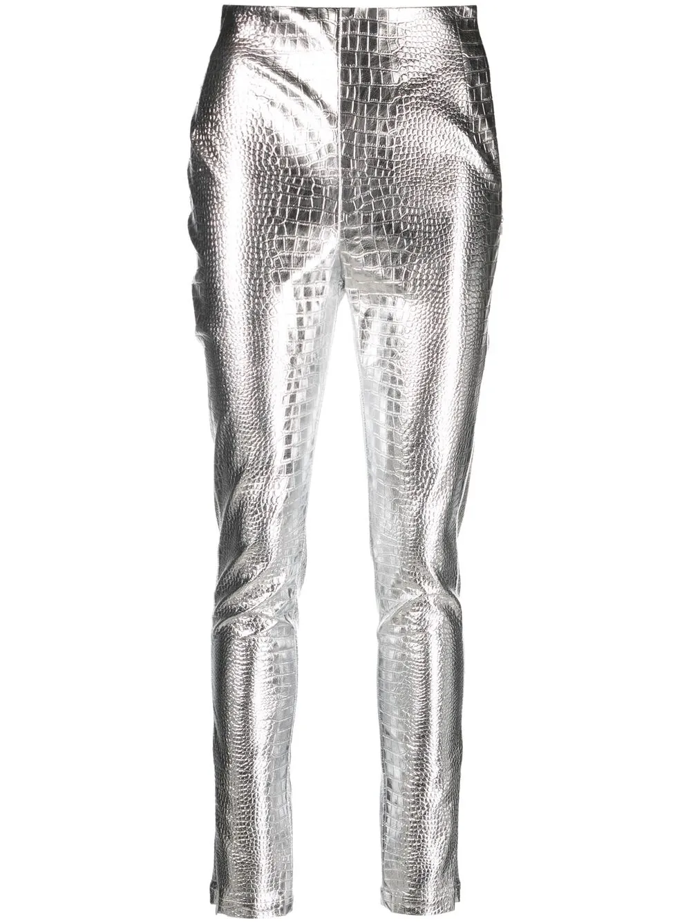 

ROTATE crocodile-effect high-waisted trousers - Silver